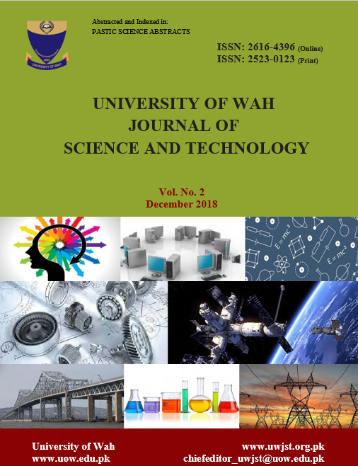 					View Vol. 2 (2018): University of Wah Journal of Science and Technology
				